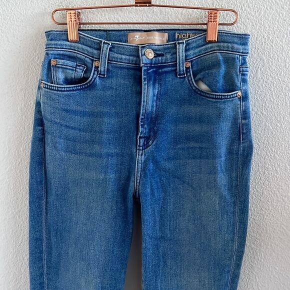 7 For All Mankind Luxe Vintage High Waist Slim Kick Sequined Jeans 27 - Picture 3 of 9